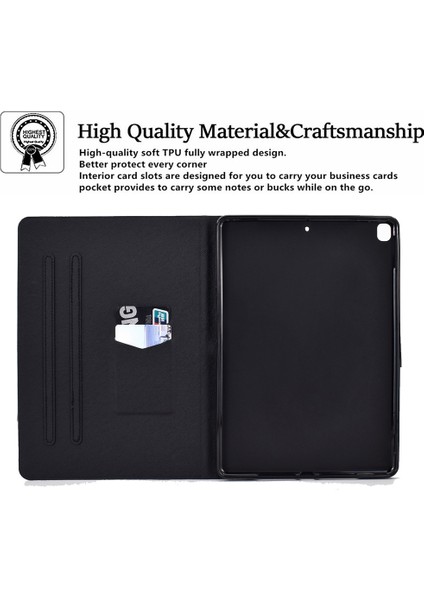 iPad 10.2 (2021 2019 2020) Desen Baskı Pu Deri Kart Tutucu Standı Yusufçuk Tablet Kılıfı (Yurt Dışından)