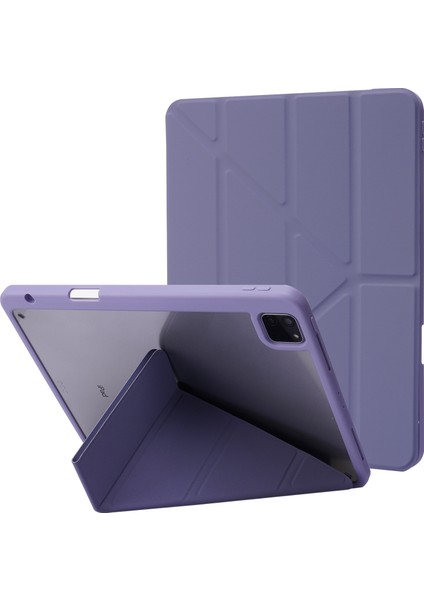 iPad Pro 12.9 (2022 2021 2020 2018) Otomatik Uyandırma uyku Origami Standı Pu Deri Akrilik Tablet Kılıfı (Yurt Dışından)
