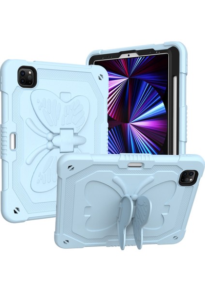 iPad Pro 11 (2022 2021 2020 2018) Şekli Tekme Standı Silikon Pc Omuz Askılı Tablet Kılıfı (Yurt Dışından)