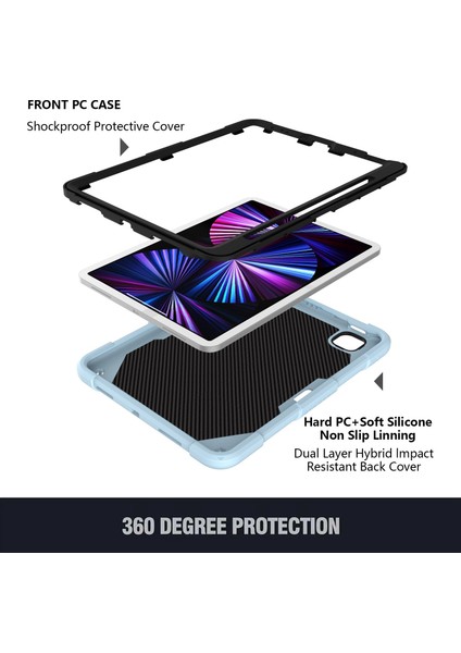 iPad Pro 11 (2022 2021 2020 2018) Şekli Tekme Standı Silikon Pc Omuz Askılı Tablet Kılıfı (Yurt Dışından) fiyatları