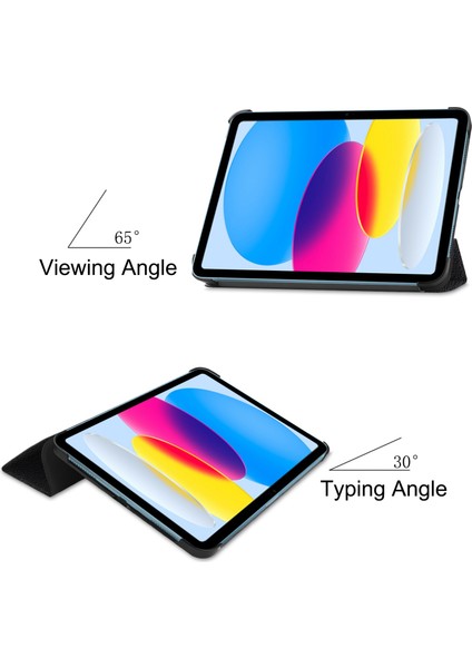 iPad 10.9 (2022) Üç Katlı Stand Desen Baskı Düşme Önleyici Aşınma Önleyici Folyo Flip Pu Deri Bana Dokunma Tablet Kılıfı (Yurt Dışından)