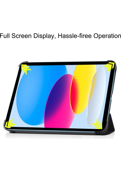 iPad 10.9 (2022) Üç Katlı Stand Desen Baskı Düşme Önleyici Aşınma Önleyici Folyo Flip Pu Deri Bana Dokunma Tablet Kılıfı (Yurt Dışından)