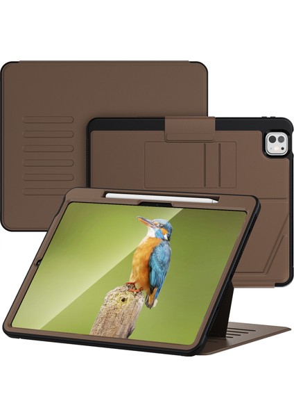 iPad Pro 13 (2024) Pc Tpu Pu U Şeklinde Kart Yuvalı Standı Tablet Kılıfı (Yurt Dışından)