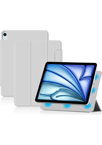 iPad Air 11 (2024 M2) Standlı Manyetik Pu Deri Flip Tablet Kılıfı (Yurt Dışından)