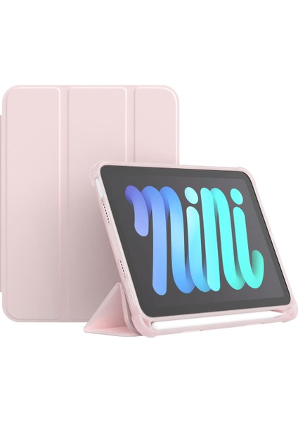 Üç Katlı Stand Otomatik Uyandırma uyku Pu Deri iPad Mini (2021) Kalem Yuvası ile Tablet Kılıfı (Yurt Dışından)