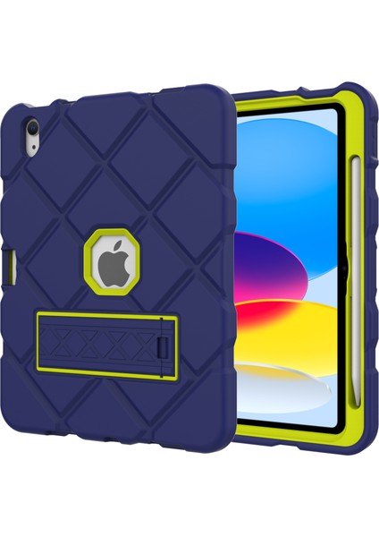 iPad 10.9 (2022) Dayanıklı Kalınlaştırılmış Silikon stand'lı Pc Koruyucu Lacivert Tablet Kılıfı (Yurt Dışından) fiyatları