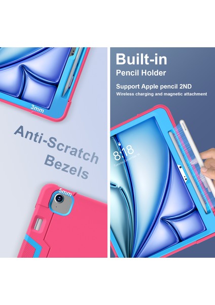 iPad Air 11 (2024) Silikon Pc stand Tablet Kılıfı (Yurt Dışından)