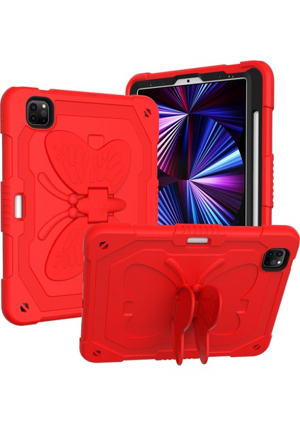 iPad Pro 11 (2022 2021 2020 2018) Şekli Tekme Standı Silikon Pc Omuz Askılı Tablet Kılıfı (Yurt Dışından)