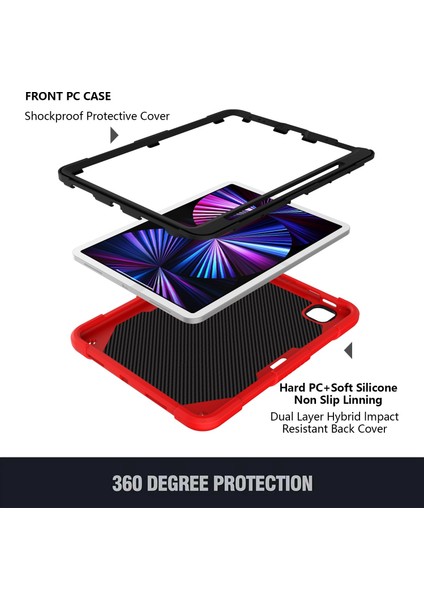 iPad Pro 11 (2022 2021 2020 2018) Şekli Tekme Standı Silikon Pc Omuz Askılı Tablet Kılıfı (Yurt Dışından) fiyatları