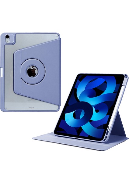 iPad Air 13 (2024) Deri Manyetik Ayrılabilir Akıllı Döndürülebilir Katlanabilir Stand Lavanta Tablet Kılıfı (Yurt Dışından)