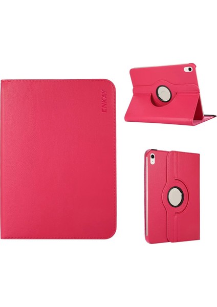 iPad 10.9 (2022) Litchi Texture 360 ​​derece Dönen Stand Otomatik Uyku uyandırma Fonksiyonlu Pu Deri Tablet Kılıfı (Yurt Dışından)