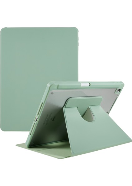 iPad 10.2 (2019 2020 2021) Döner Tekme Standı Pu Deri Tpu Akrilik Düşmeyi Önleyici Koruyucu Matcha i Tablet Kılıfı (Yurt Dışından)