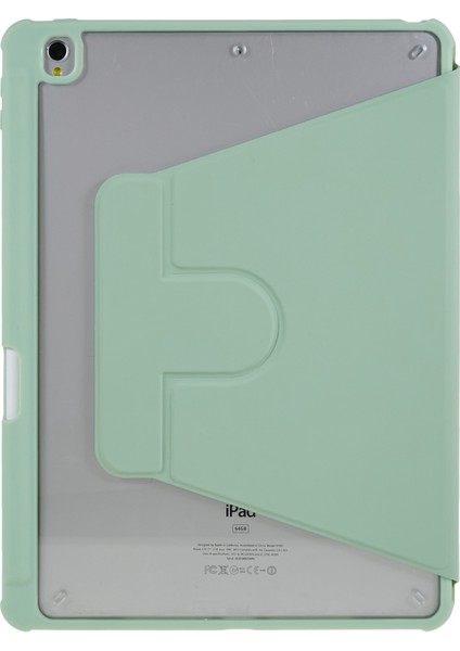 iPad 10.2 (2019 2020 2021) Döner Tekme Standı Pu Deri Tpu Akrilik Düşmeyi Önleyici Koruyucu Matcha i Tablet Kılıfı (Yurt Dışından)