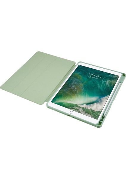iPad 10.2 (2019 2020 2021) Döner Tekme Standı Pu Deri Tpu Akrilik Düşmeyi Önleyici Koruyucu Matcha i Tablet Kılıfı (Yurt Dışından)