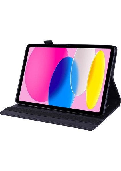 iPad 10.9 (2022) IPAD 10. Nesil Baskılı Çiçek Desenli Pu Deri Standı Kart Yuvası Elastik Bant Koruyucu Kalem Döngü Tutucu Tablet Kılıfı (Yurt Dışından)