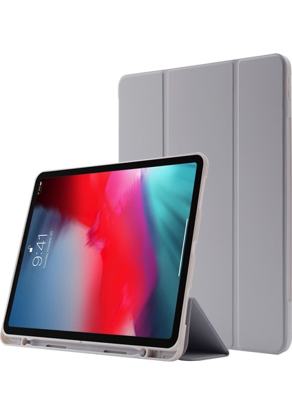 iPad Pro 11 Üç Katlı Stand Cilde Temaslı Pu Deri Otomatik Uyandırma uyku Kalem Yuvası ile Tablet Kılıfı (Yurt Dışından)