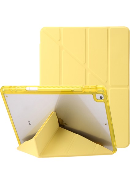 iPad 10.2 (2019 2020 2021) Origami Üç Katlı Stand Pu Deri Akrilik Tablet Kılıfı (Yurt Dışından)