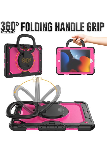 iPad 10.2 (2019 2020 2021) Düşmeye Dayanıklı 360 Derece Dönen Tekme Standı Pc Omuz Askılı Silikon Tablet Kılıfı (Yurt Dışından) modelleri