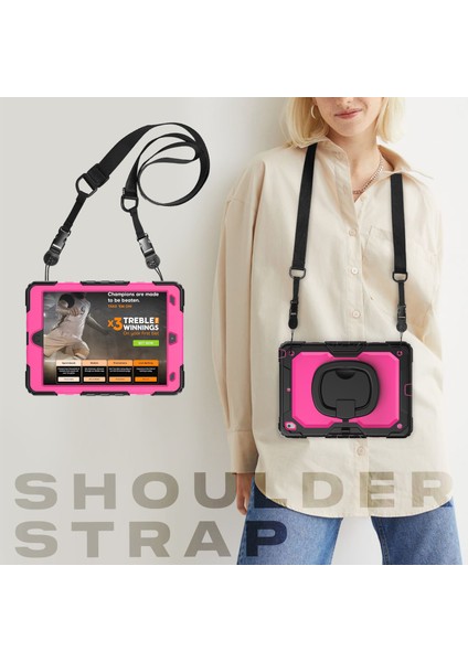 iPad 10.2 (2019 2020 2021) Düşmeye Dayanıklı 360 Derece Dönen Tekme Standı Pc Omuz Askılı Silikon Tablet Kılıfı (Yurt Dışından) indirimleri