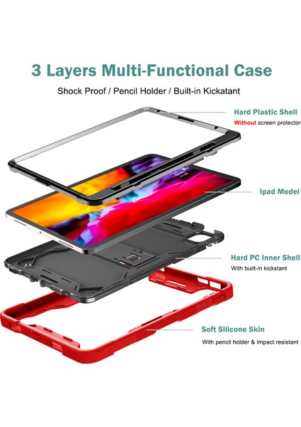 Forestl Digital iPad Pro 11 (2018 2020 2021 2022) Silikon Pc Stand Kalem Tutuculu Tablet Kılıfı (Yurt Dışından)