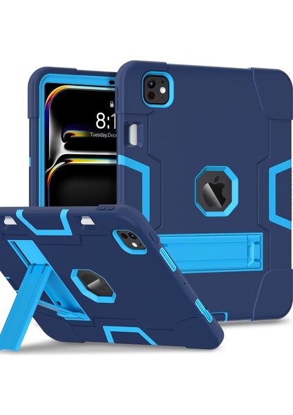 iPad Pro 11 (2024) Silikon Pc stand Lacivert Tablet Kılıfı (Yurt Dışından)