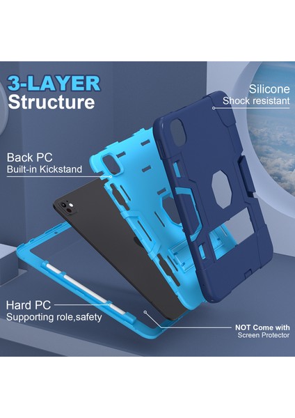 iPad Pro 11 (2024) Silikon Pc stand Lacivert Tablet Kılıfı (Yurt Dışından)