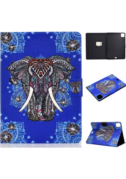 Desen Baskı Deri Standı iPad Pro 11 Inç (2021) AIR 11 (2024) ELEPHANT Tablet Kılıfı (Yurt Dışından)