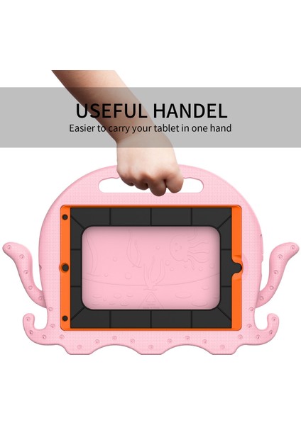 Ipad 10.2 (2020 2019 2021) Sevimli Ahtapot Kalem Yuvası Tamı Eva Saplı ve Omuz Askılı Tablet Kılıfı (Yurt Dışından)