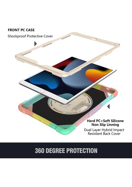 iPad 10.2 (2019 2020 2021) Döner Tekme Standı Silikon Omuz Askılı Pc Çok Tablet Kılıfı (Yurt Dışından)