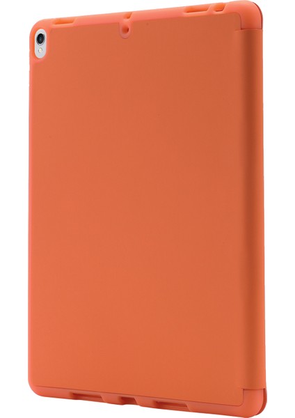 iPad 10.2 (2019 2020 2021) Cilt Dokunuşu Hissi Pu Deri Tpu Üçe Katlanmış Stand Düşmeyi Önleyici Kalem Yuvalı Turuncu Tablet Kılıfı (Yurt Dışından)