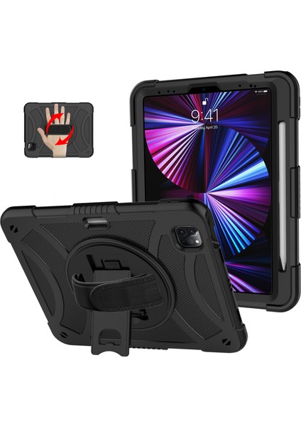 iPad Pro 11 Silikon Pc Döner Tekme Standı Kalem Tutuculu Koruyucu Tablet Kılıfı (Yurt Dışından)