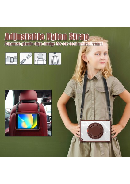 iPad 10.2 (2019 2020 2021) Omuz Askılı Döner Tekme Standı Pc Tpu Akrilik Çikolata Tablet Kılıfı (Yurt Dışından) modelleri