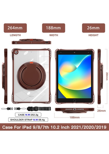 iPad 10.2 (2019 2020 2021) Omuz Askılı Döner Tekme Standı Pc Tpu Akrilik Çikolata Tablet Kılıfı (Yurt Dışından) fırsatları