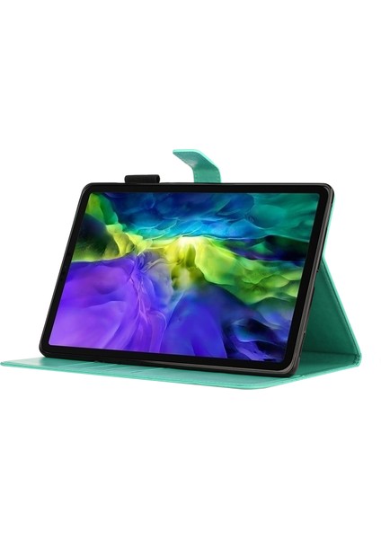 Baskı Erik Çiçeği Desenli Pu Deri Tpu Koruyucu iPad Pro 11 Stand Cüzdanlı Tablet Kılıfı (Yurt Dışından)