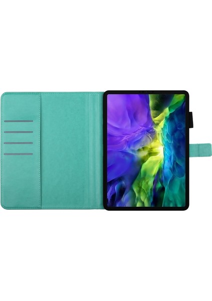 Baskı Erik Çiçeği Desenli Pu Deri Tpu Koruyucu iPad Pro 11 Stand Cüzdanlı Tablet Kılıfı (Yurt Dışından)