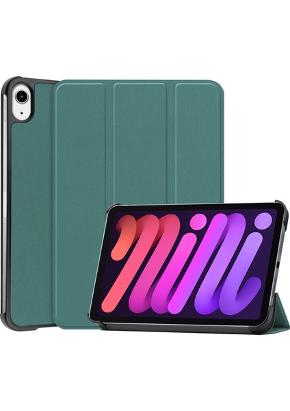 iPad Mini 6 (2021) Üç Katlı Stand Pu Deri Akıllı Koruyucu Darbeye Dayanıklı Çizilmeye Dayanıklı Tablet Kılıfı (Yurt Dışından)
