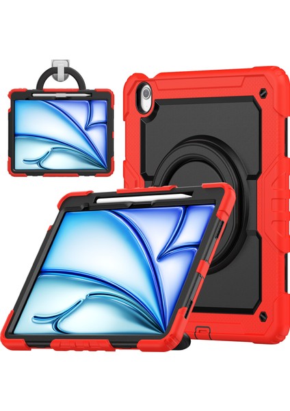 iPad Air 13 (2024) Pc Silikon Standlı Askı Tablet Kılıfı (Yurt Dışından)