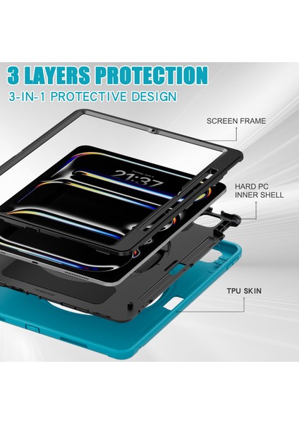 iPad Pro 13 (2024) Stand Pc Tpu Silikon Kalem Yuvası Tablet Kılıfı (Yurt Dışından) modelleri