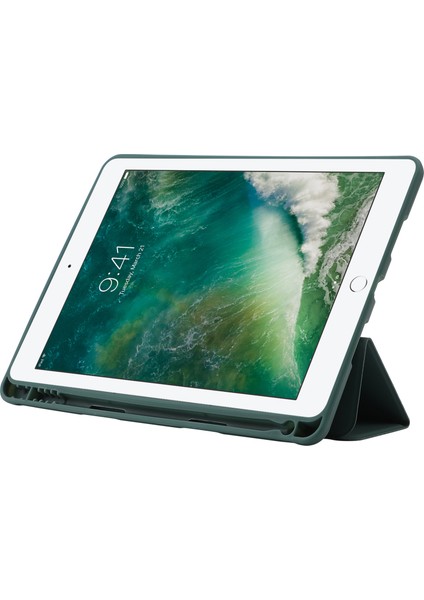 iPad 10.2 (2019 2020 2021) Cilt Dokunuşu Hissi Pu Deri Tpu Üçe Katlanmış Stand Düşmeyi Önleyici Kalem Yuvalı Tablet Kılıfı (Yurt Dışından)