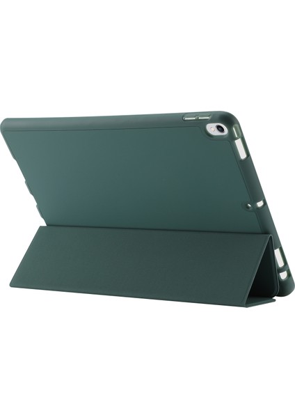 iPad 10.2 (2019 2020 2021) Cilt Dokunuşu Hissi Pu Deri Tpu Üçe Katlanmış Stand Düşmeyi Önleyici Kalem Yuvalı Tablet Kılıfı (Yurt Dışından)