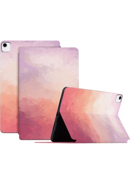 iPad Pro 11 Inç Suluboya Desenli Koruyucu Düşmeyi Önleyici Çizilmeye Dayanıklı Pu Deri Standlı ve Otomatik Uyandırma uyku Tablet Kılıfı (Yurt Dışından)