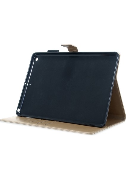 Baskı Çiçek Yapay Elmas Cüzdan Deri Stand iPad 10.2 (2019 2020 2021) GOLD Tablet Kılıfı (Yurt Dışından)