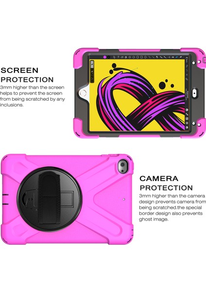 X Shape Pc Tpu Döner Tekme Standı iPad Mini El Askılı (2019) 7 9 Inç mini 4 Rose Tablet Kılıfı (Yurt Dışından)