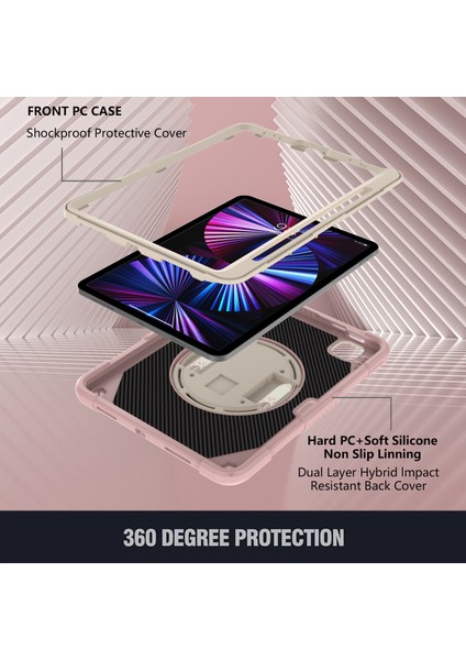 iPad Pro 11 Silikon Pc Döner Tekme Standı Kalem Tutuculu Koruyucu Tablet Kılıfı (Yurt Dışından)