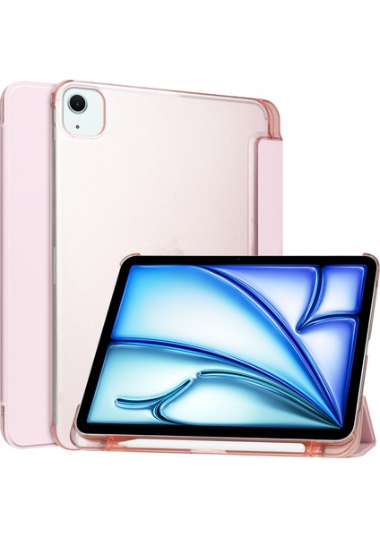 iPad Air 11 (2024) Pu Deri Akıllı Pürüzsüz Mat Arka Dahili Kalem Tutucu Tablet Kılıfı (Yurt Dışından)