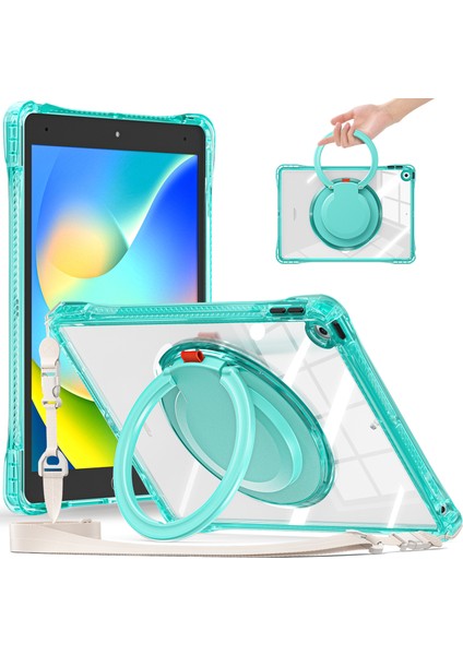 iPad 10.2 (2019 2020 2021) Omuz Askılı Döner Standı Pc Tpu Akrilik Tablet Kılıfı (Yurt Dışından)