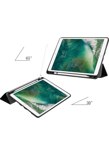 iPad Air (2019) PRO (2017) Ince Pu Deri Kalem Yuvalı Üç Katlı Stand Koruyucu Tablet Kılıfı (Yurt Dışından) indirimleri