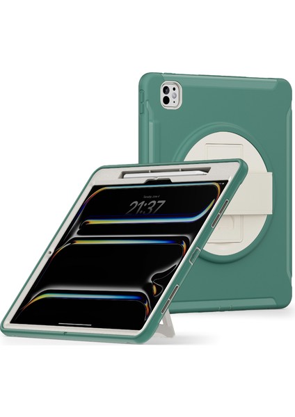 iPad Pro 13 (2024) Stand Pc Tpu Silikon Kalem Yuvası Zümrüt i Tablet Kılıfı (Yurt Dışından)