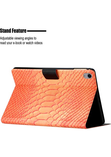 iPad 10.9 (2022) IPAD 10. Nesil Timsah Desen Baskı Standı Folio Pu Deri Kart Tutucu Akıllı ile Otomatik Uyandırma uyku Tablet Kılıfı (Yurt Dışından)