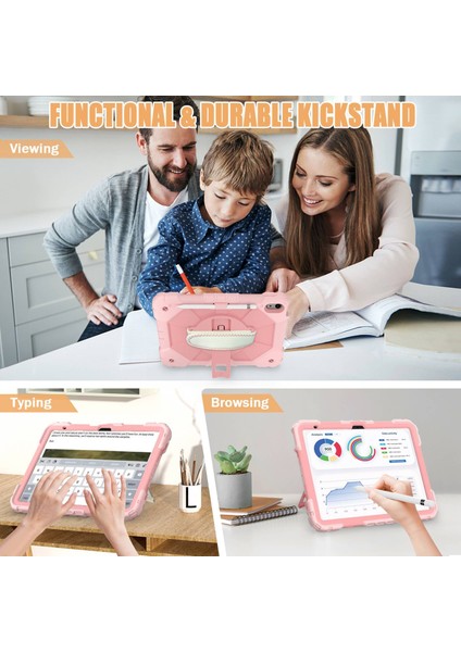 iPad 10.9 (2022) Kontrast Pc Silikon Standı El Kayışlı Koruyucu Tablet Kılıfı (Yurt Dışından) modelleri